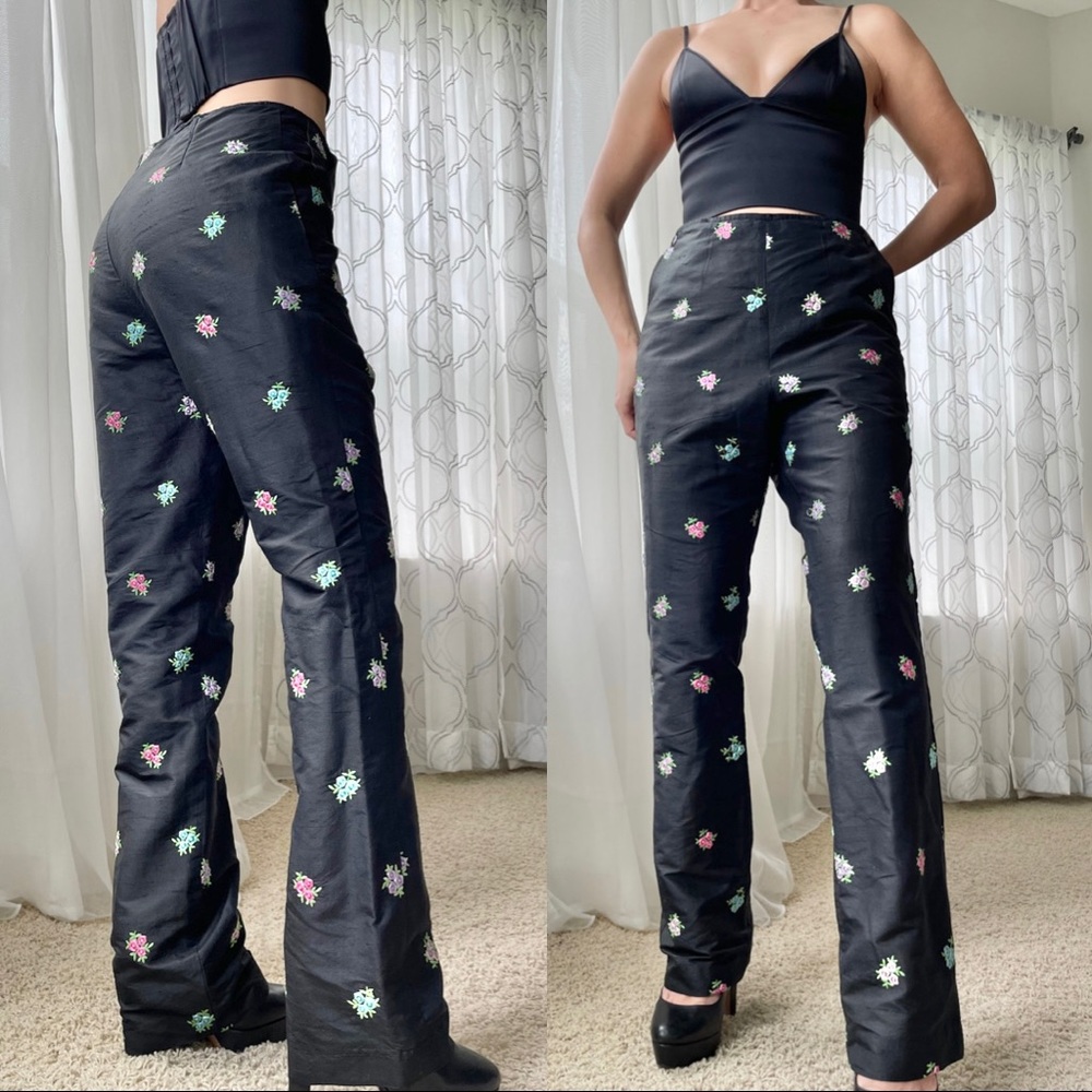 Rare [Lilly Pulitzer] silk floral embroidered pants